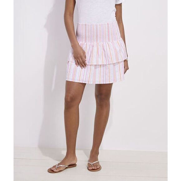 Vineyard Vines Vineyard Vines Harbor Smocked Skirt (Neon Rosa) NEW - Picture 1 of 8